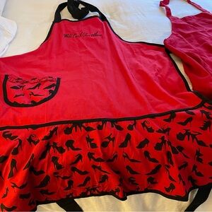 Melissa Anne Design Red Apron with Black Shoe Print